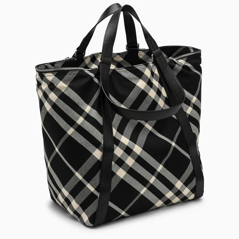 Waterproof Burberry Bags for Outdoor AdventuresBurberry Black/Calico Cotton-Blend Tote Bag With Check Pattern Men