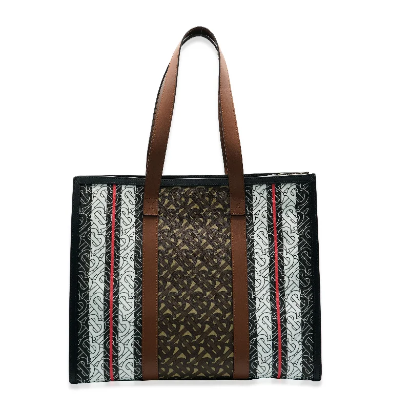 Burberry Bags with Chain Straps for a Chic VibeBURBERRY Bridle Canvas Monogram Stripe E-Canvas Tote