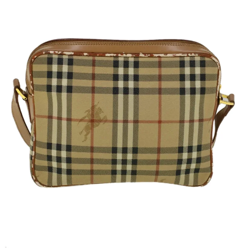 Sustainable and Ethical Burberry Bags for Conscious ConsumersBURBERRYSs Nova Check Shoulder Bag PVC Leather Beige  ac2479