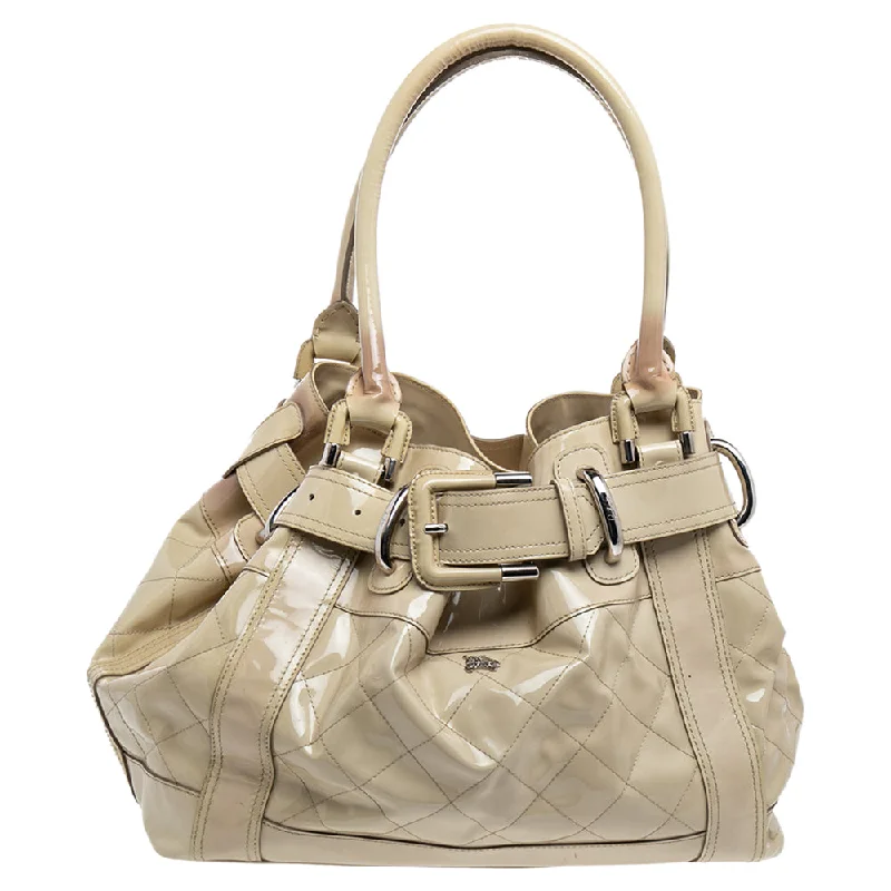 Color - Blocked Burberry Bags for a Bold StatementBurberry Cream Quilted Patent Leather Beaton Tote