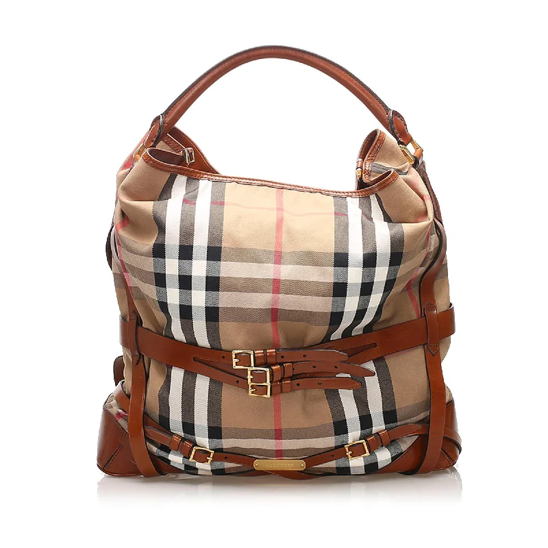 Light - Colored Burberry Bags for Spring and SummerBurberry House Check Gosford Bridle Canvas Handbag (SHG-12146)