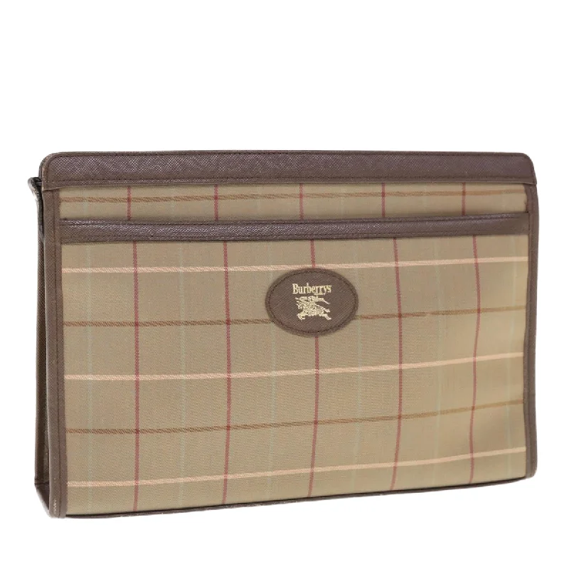 Travel - Approved Burberry Carry - on BagsBURBERRYSs Nova Check Clutch Bag Nylon Canvas Beige Auth ac2672