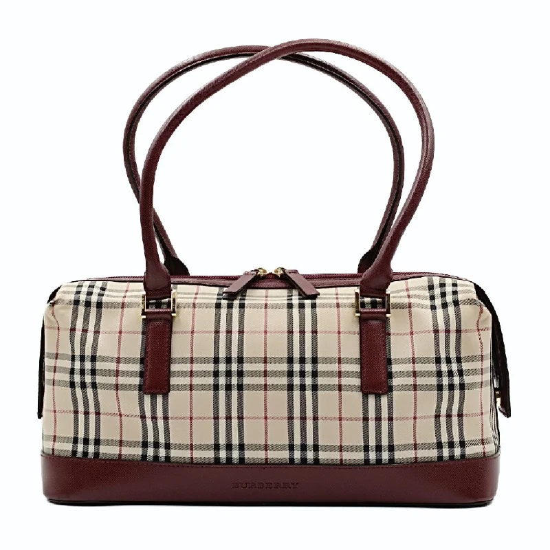 Burberry Bags with Antique - Style HardwareBURBERRY Burberry Burberry shoulder bag in burgundy check canvas and leather