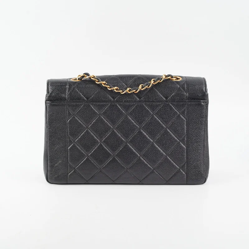 Chanel bags available in bold colors and patternsChanel Vintage Caviar Medium Diana Flap Bag Black