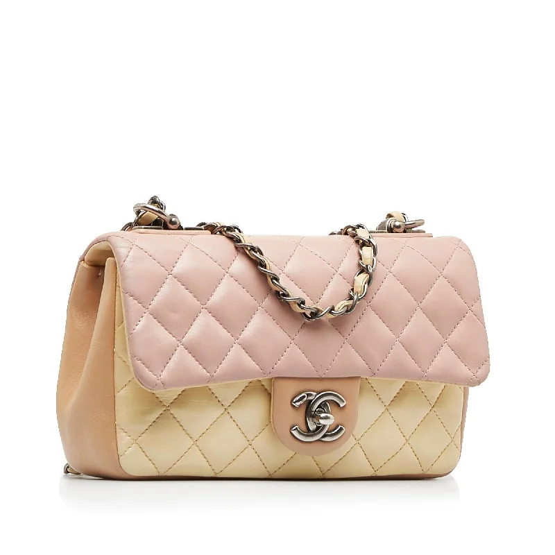 Chanel Handbag with Adjustable Strap for ComfortChanel Small Lambskin Tricolor Single Flap (S9mL1J)