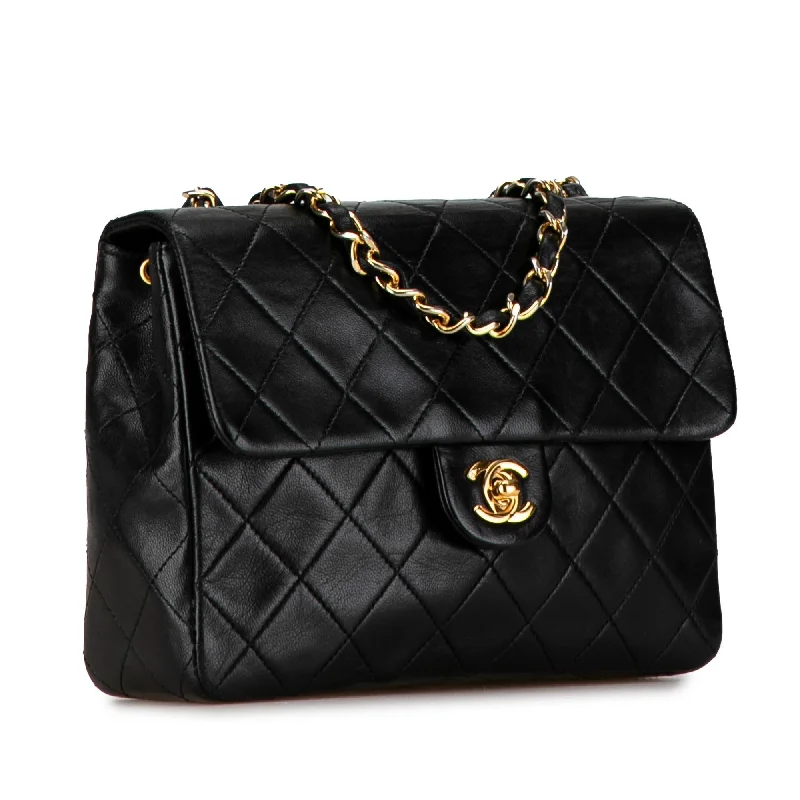 Chanel bags with chain and leather strap combinationsChanel Square Classic Quilted Lambskin Flap (NCKAmV)