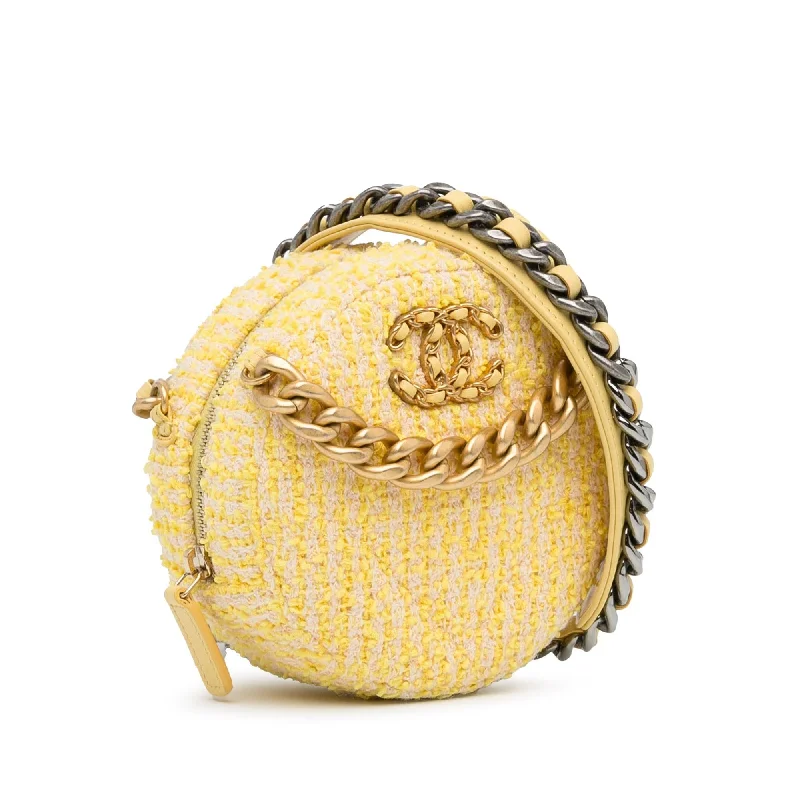 Chanel bags for the minimalist fashionChanel Tweed 19 Round Clutch with Chain (9fV90G)