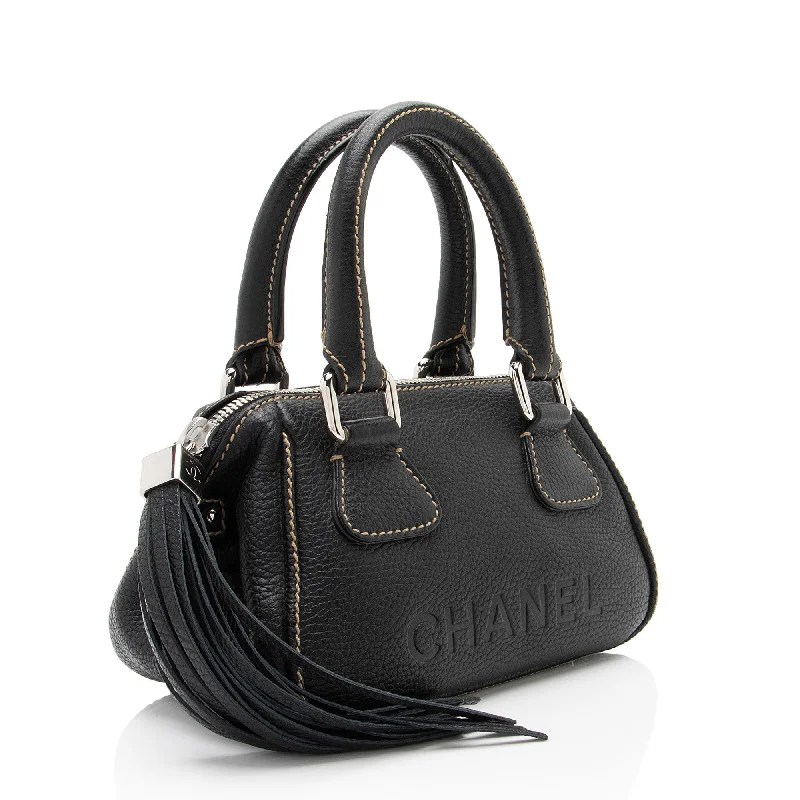 Chanel All - Match Handbag for Versatile StylingChanel Vintage Embossed Leather LAX Tassel Small Satchel (Y2nyR2)