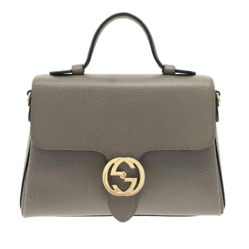 Women Gucci bags with a zip - around closure for securityGucci Small Dollar Calf Interlocking G Top Handle (SHG-XhsO8p)